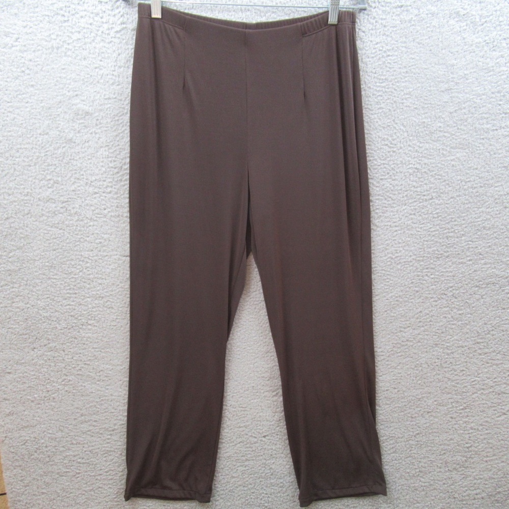Chicos Easywear Womens Pants 2 Short Large Brown Stretch Comfort Wrinkle Free